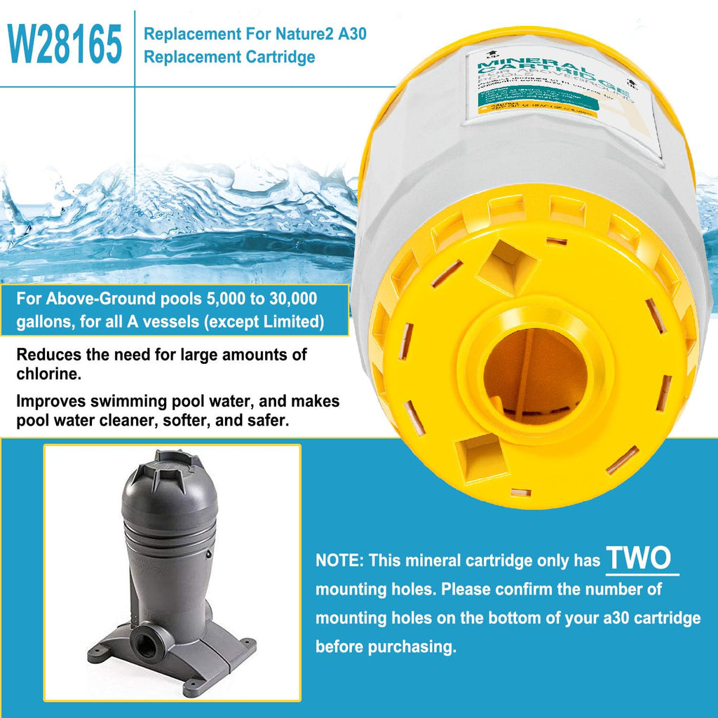 W28165 Mineral Cartridge Replacement Part Fit for Zodiac Nature2 A30 Cartridge, for Zodiac Nature 2 Above Ground A Vessels, for Pools Up to 30K Gallons (Except Limited), 2 Holes of Buttom