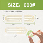 VGTPC Size 000 Empty Vegetarian Capsules, (500 Count) Vegan Clear Fillable Veggie Pill Capsules for DIY Supplement Filling