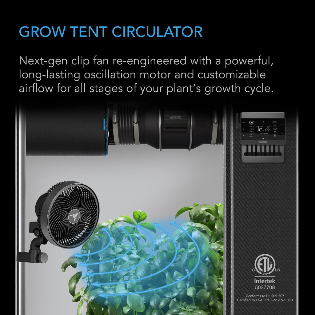 AC Infinity CLOUDRAY S9, Grow Tent Clip Fan 23cm with Redesigned Long-Life