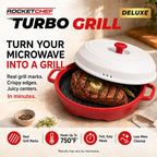 Rocket Chef Turbo Grill Deluxe Microwave Grill Pan, Vented Lid, Red