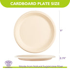 PACKINNO 9 Inch 500 Pack Compostable Paper Plates Round Unbleached Brown Plates Made from Natural Sugarcane Fibers, Biodegradable Heavy Duty Disposable Plates for Party, Camping, Picnic