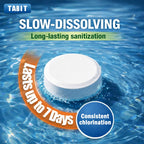TABIT 50 lbs Chlorine Tablets 3 Inch for Swimming Pools – Slow Dissolving & Long Lasting – 99% Available Chlorine Tri-Chlor – Kills Bacteria & Stops Algae – 2 x 25 lb Buckets