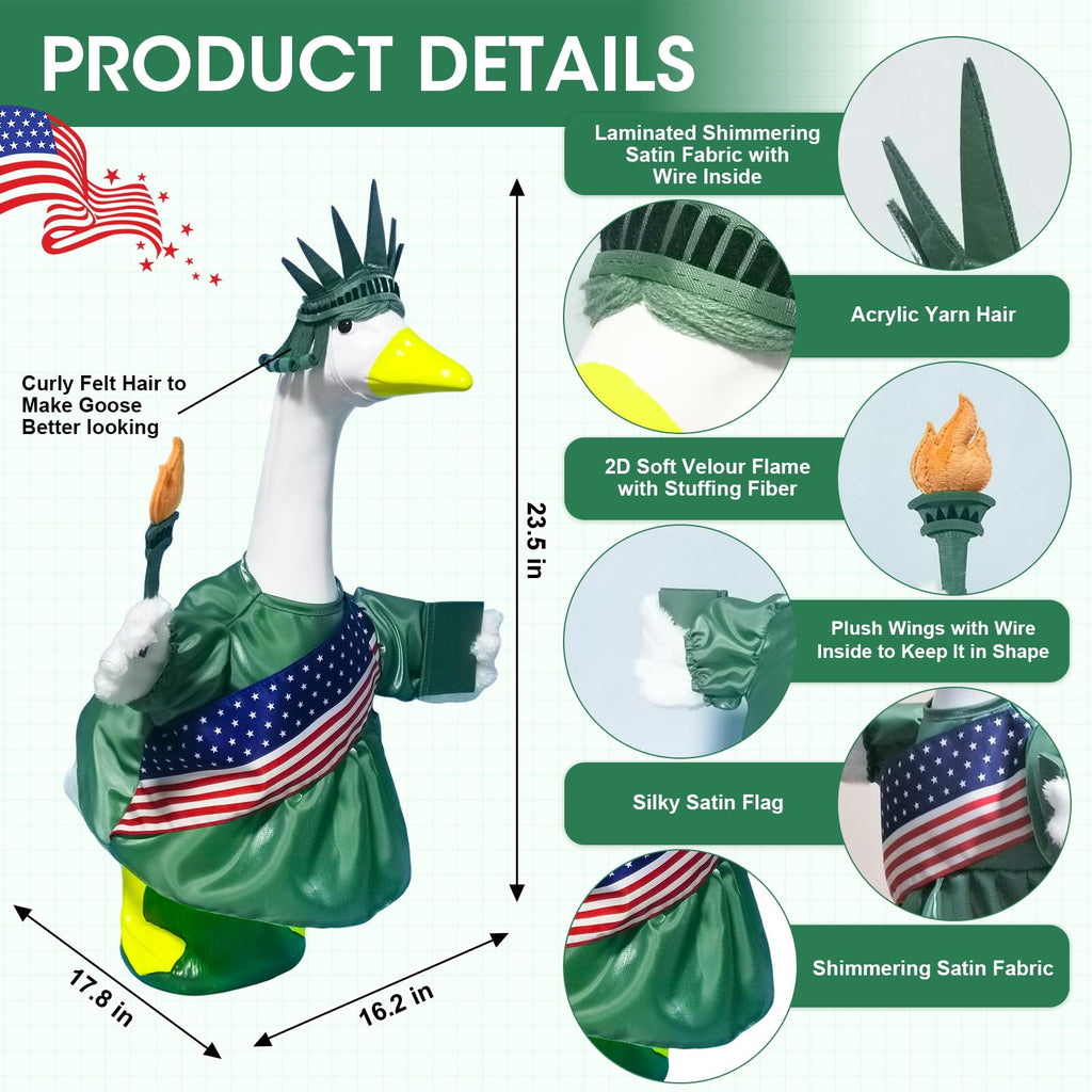 4th of July Porch Goose Outfit Goose Costume for Outdoor Garden Yard Decor