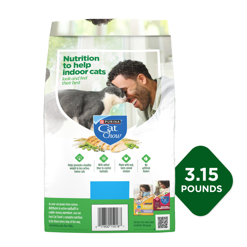 Purina Cat Chow Indoor Hairball + Healthy Weight Dry Cat Food, (4) 3.15 lb