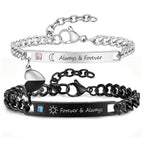 MEALGUET Always & Forever Couple Bracelets - Pinky Promise Always and Forever Engraved Stainless Steel Curb Link Couple Bracelets for Men Women, His and Hers Promise Gift for Boyfriend Girlfriend