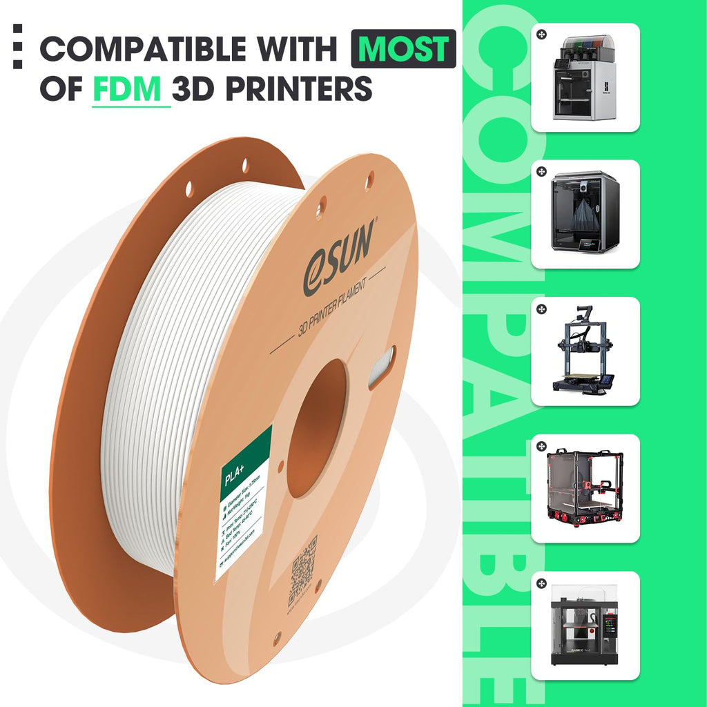 eSUN PLA+ Filament 1.75mm,3D Printer Filament(Bone White+Fire Engine Red)