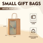 YEEHAW Brown Paper Bags with Handles Bulk 5.8"x3.2"x8.25" 100Pcs Gift Bags Small Size, Brown Gift Bag with Handles for Retail, Party, Shopping, Merchandise