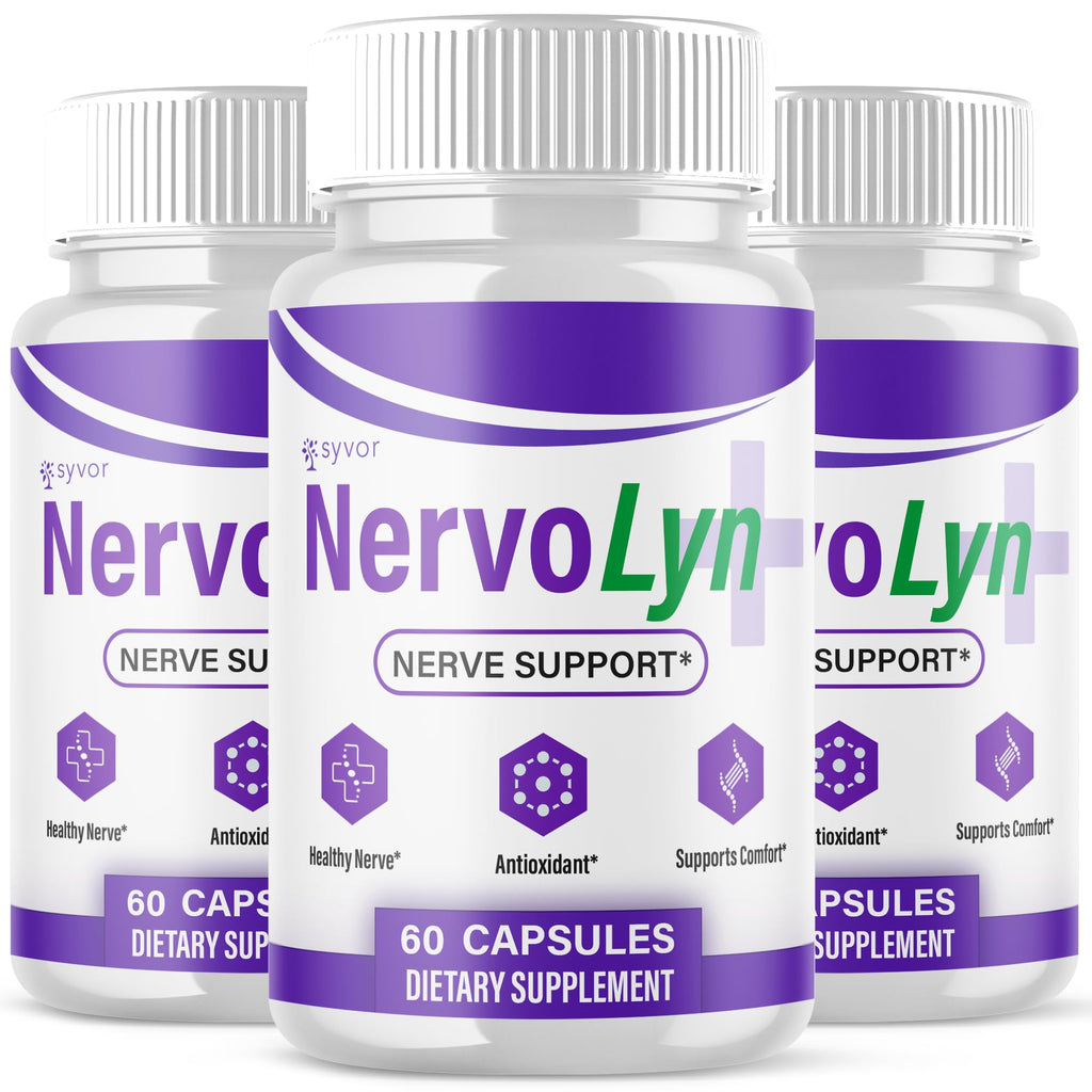 (3 Pack) NervoLyn Capsules, Official Nervo Lyn Supplement Pills with All Natural Ingredients, NervoLyn Advanced Formula Nerve Support Supplement with Premium Vitamins for Women & Men (180 Capsules)
