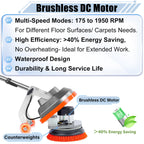 HHQ Commercial Floor Scrubber Machine, 13" Heavy Duty Orbital Floor Cleaner Buffer and Polisher- Deep Cleaning Hard Floors and Carpets with Ease, 3 Brushes & 3 Cleaning Pads, Orb-6