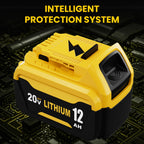 2 Pack 12000mAh Replacement for Dewalt 20V MAX Battery Lithium and DCB102 Charger Combo Compatible with Dewalt 20V Battery Lithium DCB207 DCB206 DCB204 DCB200 DCB201 DCB203 Series Power Tool(Yellow)