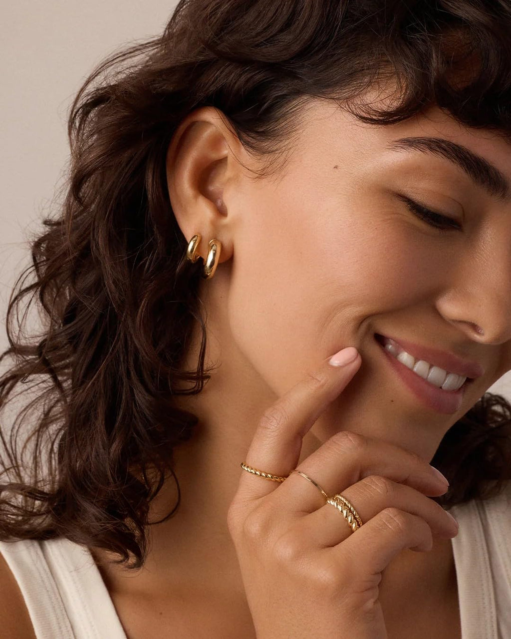 gorjana - Lou Huggies 1/2" Drop - 18k Gold Plated for Women