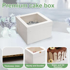 LNDIEHS 6 Pack Cake Boxes with Window, 12x12x8 Inches, for Wedding Birthday
