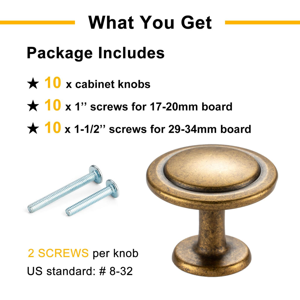 BEROSSA Oil Rubbed Bronze Cabinet Knobs Bronze Drawer Knobs, 10 Pack 1-1/4 Inch, 8222 Round Single Hole Cabinet Pulls for Kitchen Cabinets Drawers Bedroom Dresser Cupboard Bathroom Vanity