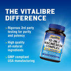 Vitalibre 10 in 1 Magnesium Complex, 420mg Elemental Magnesium | Ultra Strength, Max Absorption | Chelated Magnesium Supplement for Nerves, Bone & Heart Health | Non-GMO, 240 Vegan Capsules