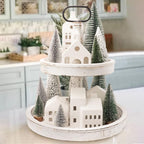 Christmas Decorations - Village Sets of 5 Lighted Ceramic Houses & 9 Trees