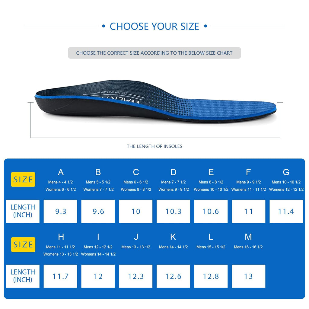 WalkHero Arch Support Inserts for Women Men, Relieve Plantar Fasciitis