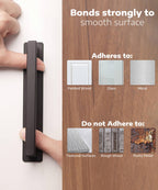 RVPEKUPE Adhesive Cabinet Handles Stick on Handle Self Stick Sliding Shower Door Handle 4-3/4" Black 8-Pack
