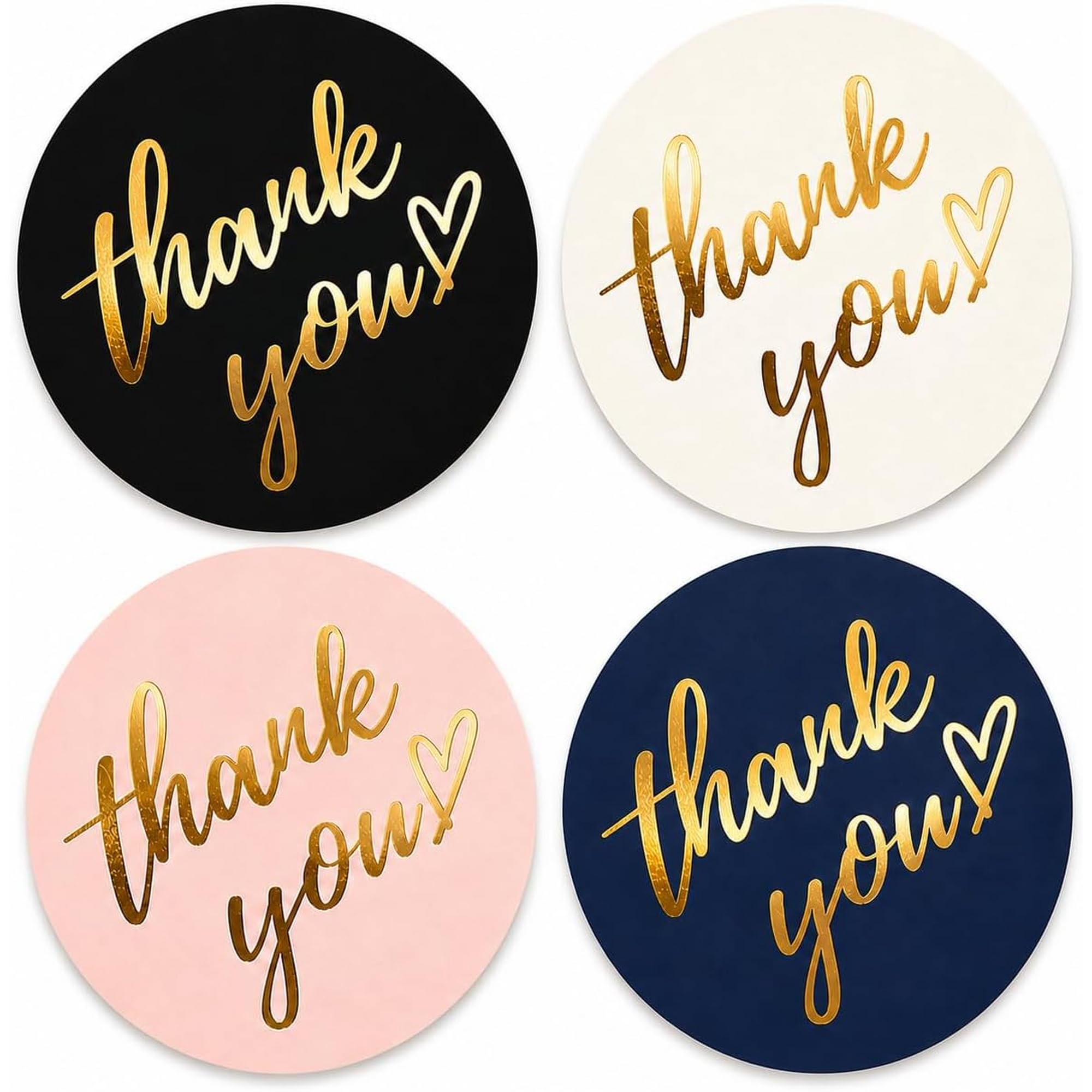 500 PCS Thank You Sticker Labels Roll, 1.5 Inch Round Gold Foil