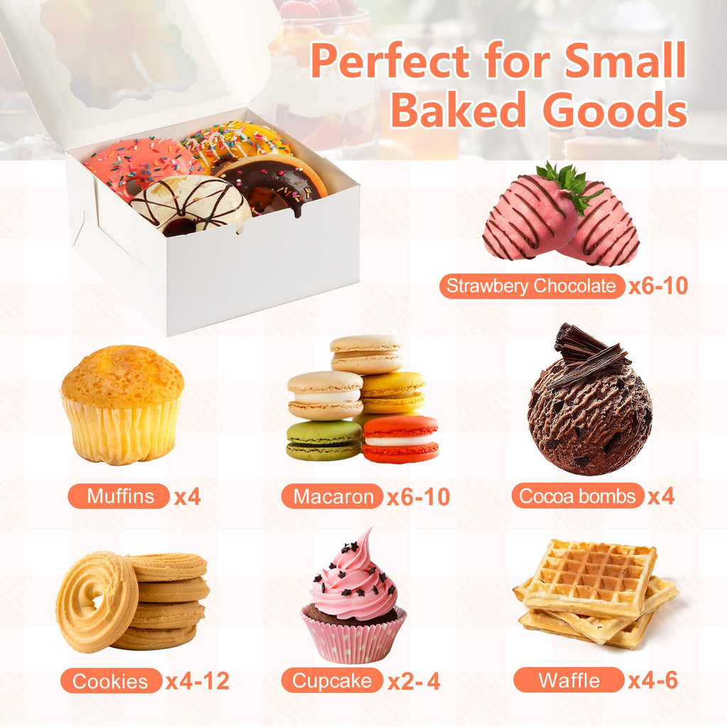 ZYFOTZUN 12 Pcs Cookie Boxes with Window, 6x6x3 inches, for Dessert Pastry