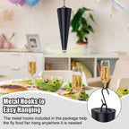 Glovv Fly Fans for Tables, Food Fan to Keep Flies Away, 4 Pack Portable Outdoor Indoor Batteries Powered Picnic Table Top Spinner with Metal Hanger, Bug Repellent for Restaurant, Camping (Black)
