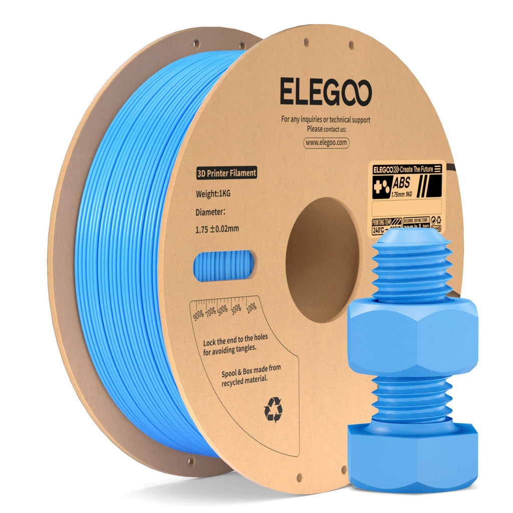 ELEGOO ABS Filament 1.75mm Sky Blue 1KG, Heat Resistant 3D Printer Filament High Toughness & Impact Resistance, 1kg spooll(2.2lbs) Fits for Most FDM Printer
