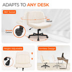 Orange Factory Criss Cross Chair, Wide Fabric Vanity Desk Seat, Beige Wheel