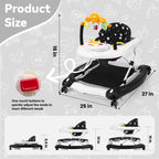 RefoereBabe Baby Walker with Wheels, 5 in 1 Baby Walkers for Boys Girls 6-12 Months, Foldable Walker Baby with Bouncer & Feeding Tray, Music, Adjustable Heights