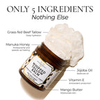 Wonderfat Grass-Fed Whipped Tallow Balm, Face and Body Moisturizer with Manuka Honey, Fragrance Free Tallow Moisturizer for Sensitive Skin, Lightweight Tallow Cream, 3 oz