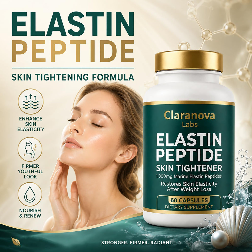 HEIDELUX Elastin Peptide Skin Tightening Formula, 1000mg Per Serving, Skin Firmness & Elasticity Support, Beauty Formula for Daily Use, 90 Capsules