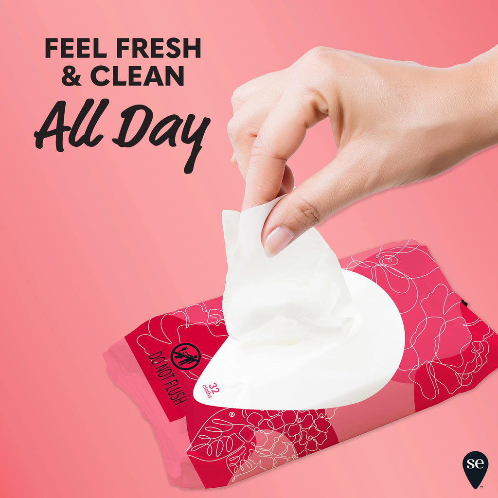Summer's Eve Blissful Escape Feminine Wipes, Gentle pH-Balanced Formula Helps Control Vaginal Odor, Resealable Pack, 32 Wipes (Pack of 12)