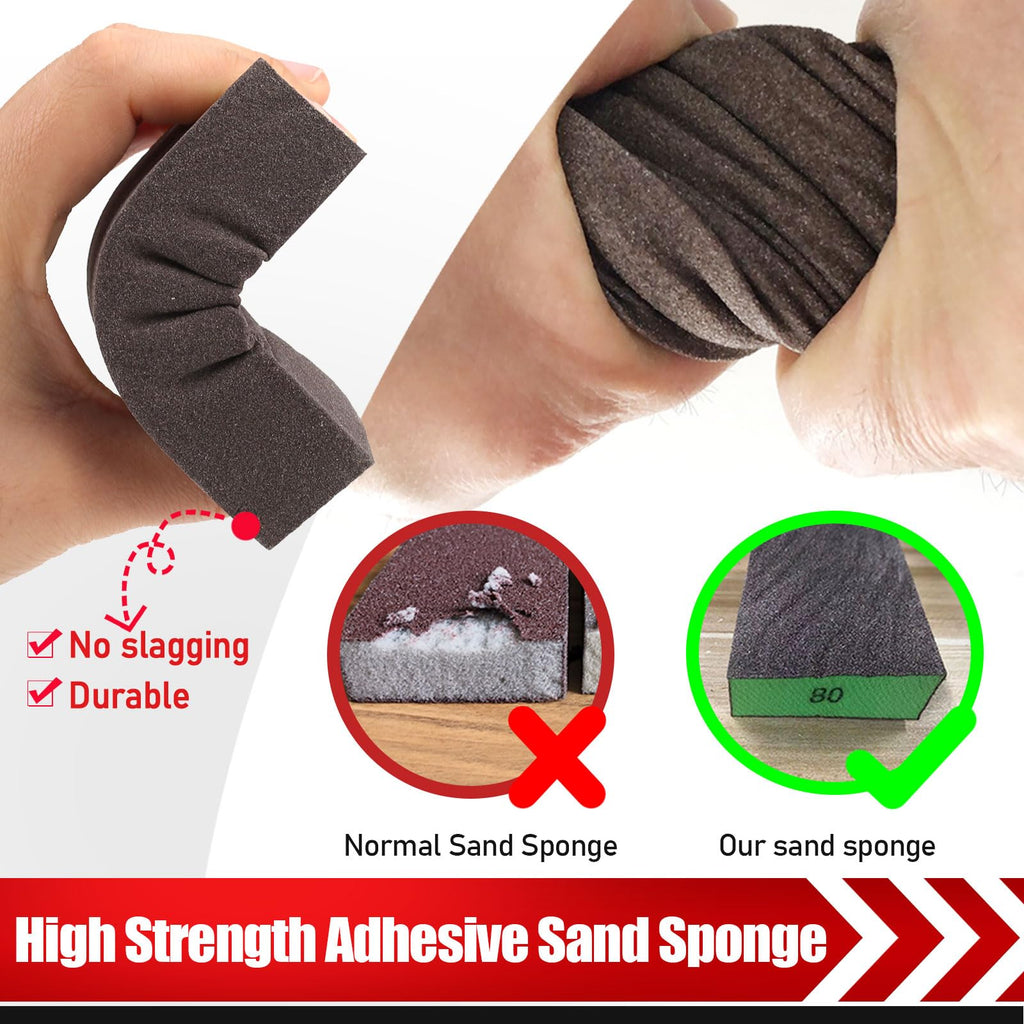 18 Pack Sanding Sponge, Washable and Reusable Sanding Block for Wood Drywall Metal Glasses Coarse/Medium/Fine/Superfine in 60/80/120/220 Grit Sandpaper Block Sand Paper Brick (3.9'' × 2.8'')
