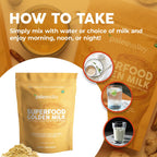 Paleovalley Organic Superfood Golden Milk - Immune, Focus, Cognitive, Longevity - Turmeric, MCT-Rich Coconut Milk, Functional Mushrooms, 30 Servings
