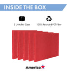 Americo Red Buffer Floor Pad, For Light Cleaning and Buffing, 14"x20", 5 Pads/Case, Made of 100% Recycled Content, USA Made