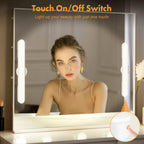 cambk Set of 2 Wireless Vanity Makeup Lights for Mirror, Stick On Rechargeable Light Bar for Bathroom Mirror with 3 CCT&Dimmable, Cordless Battery Operated Touch Control Lighting