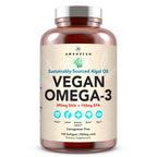 AMANDEAN Vegan Omega 3 Supplement. Premium Fish Oil Alternative. Algae DHA & EPA. Carrageenan Free Softgels. Algal Essential Fatty Acids. Plant Based Heart, Brain, Eye, Skin, Immune Support. (120ct)