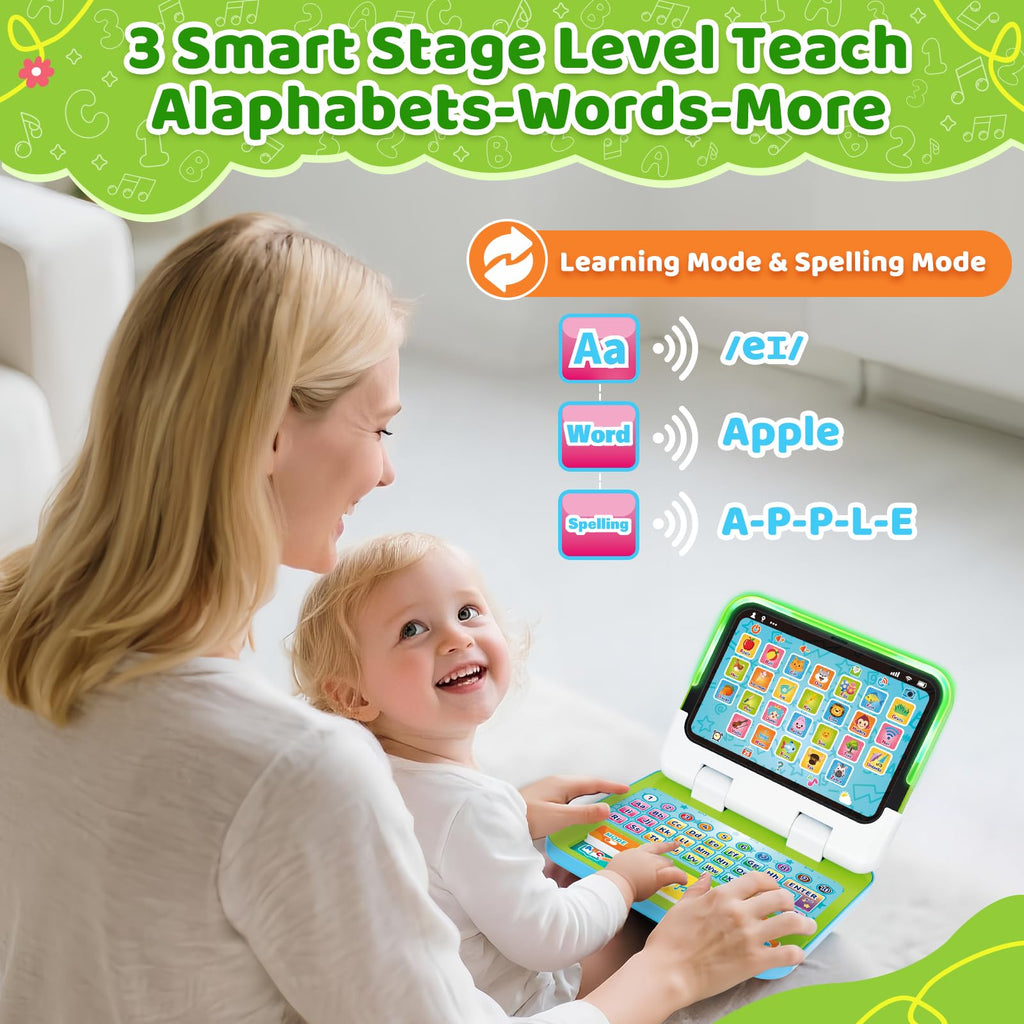 Toy Laptop Tablet for Ages 1-3, 2-in-1 Toy Computer Learning Toys