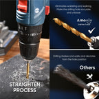 amoolo 3/32 Twist Drill Bit Set, 10Pcs Titanium HSS Hex Shank Impact Drill Bit Set for Metal, Steel, Wood, Plastic, Quick Change Design