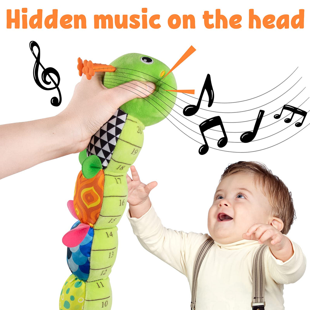 LIGHTDESIRE Baby Toys Musical Caterpillar,Infant Stuffed Animal Toy with Crinkle and Rattles,Soft Sensory Toys with Textures for Tummy Time Newborn Boys Girls 0 3 6 12 Months(Green)