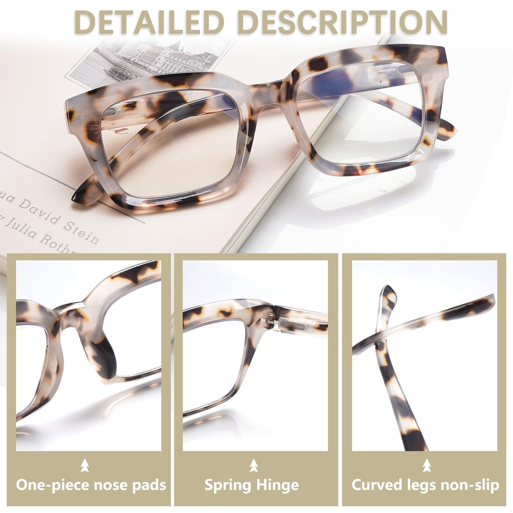 ZONLON 4 Pack Progressive Multifocus Reading Glasses for Women Oprah Style Blue Light Blocking Computer Readers (4 Mix C1, 1.75)