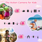 GKTZ Kids Waterproof Underwater Camera 1080P 4X Zoom 2"IPS Screen 32GB Card