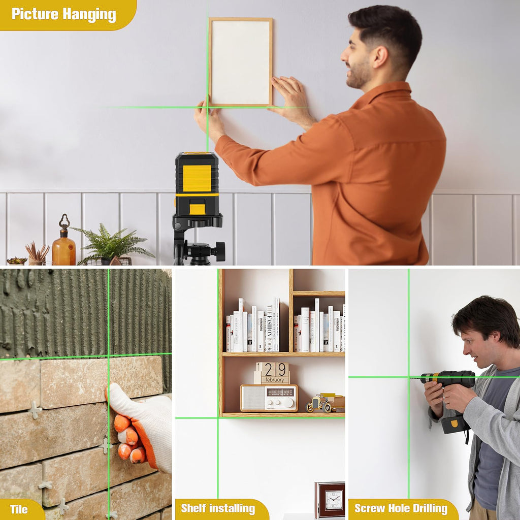 Laser Level with Tripod, 100 feet Green Cross Line Self Rotary Leveling Laser Level, Vertical and Horizontal Line, Rotatable 360 Degree, Manual Self leveling and Pulse Mode,IP54 Waterproof & Battery