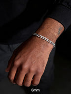 PROSTEEL Silver Bracelets for Men, Figaro Link, 7.5", 6mm