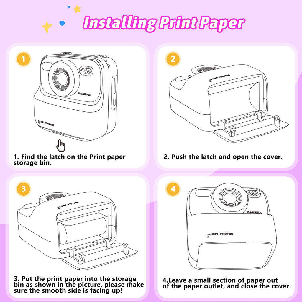 Kids Instant Digital Cameras for Boys and Girls, 1080P HD Dual-Lens Selfie Digital Camera with Print Paper & TF Card, Christmas Birthday Gifts Toys for Toddler and Teenagers Age 3-16 Years Old