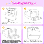 Kids Instant Digital Cameras for Boys and Girls, 1080P HD Dual-Lens Selfie Digital Camera with Print Paper & TF Card, Christmas Birthday Gifts Toys for Toddler and Teenagers Age 3-16 Years Old