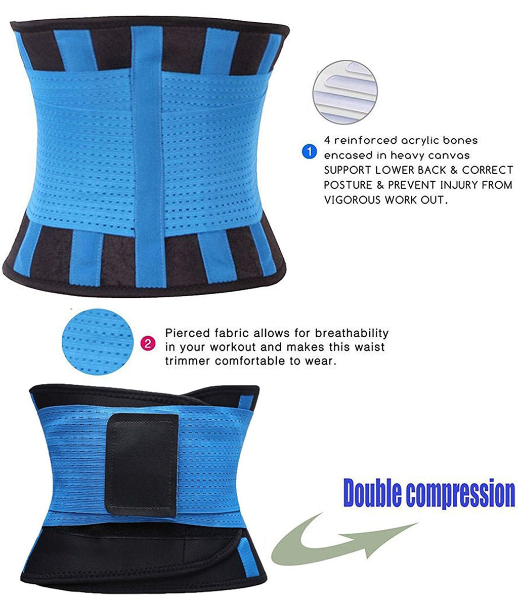 VENUZOR Waist Trainer Belt for Women - Waist Cincher Trimmer - Slimming Body Shaper Belt - Sport Girdle Belt (UP Graded)(Blue,XX-Large)