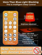 Wivety Amber Sleep Light Bulbs 1600K with Remote Control, E26 Blue Light Blocking A19, 9W for Sleep Therapy, Baby Nursery, Bedroom (4 Packs)