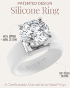 Rinfit Silicone Ring with Stone, Round Cut CZ - Pack: A, Wht/Sil, Size 7