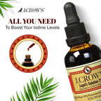 J.CROW'S® Lugol's Solution of Iodine 2% 2 oz (1 Bottle) – Premium Iodine & Potassium Iodide Liquid, Gluten & Alcohol-Free Natural Brine Extract, No Expiration - 1200 Drops