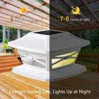 Davinci Lighting Flexfit Solar Outdoor Post Cap Lights - Includes Bases for 4x4 5x5 6x6 Wooden Posts - Bright LED Light - Pearl White (8 Pack)