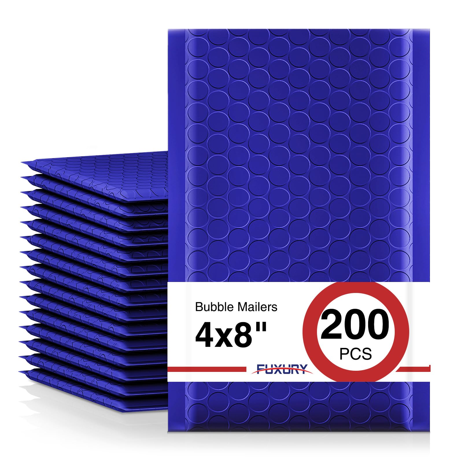 Fuxury Bubble Mailers 4x8" 200 Pack Waterproof Padded Envelopes Self Seal Bubble Envelopes Padded Mailers for Small Business Envelope Mailers Usable Size 4x7 Royal Blue